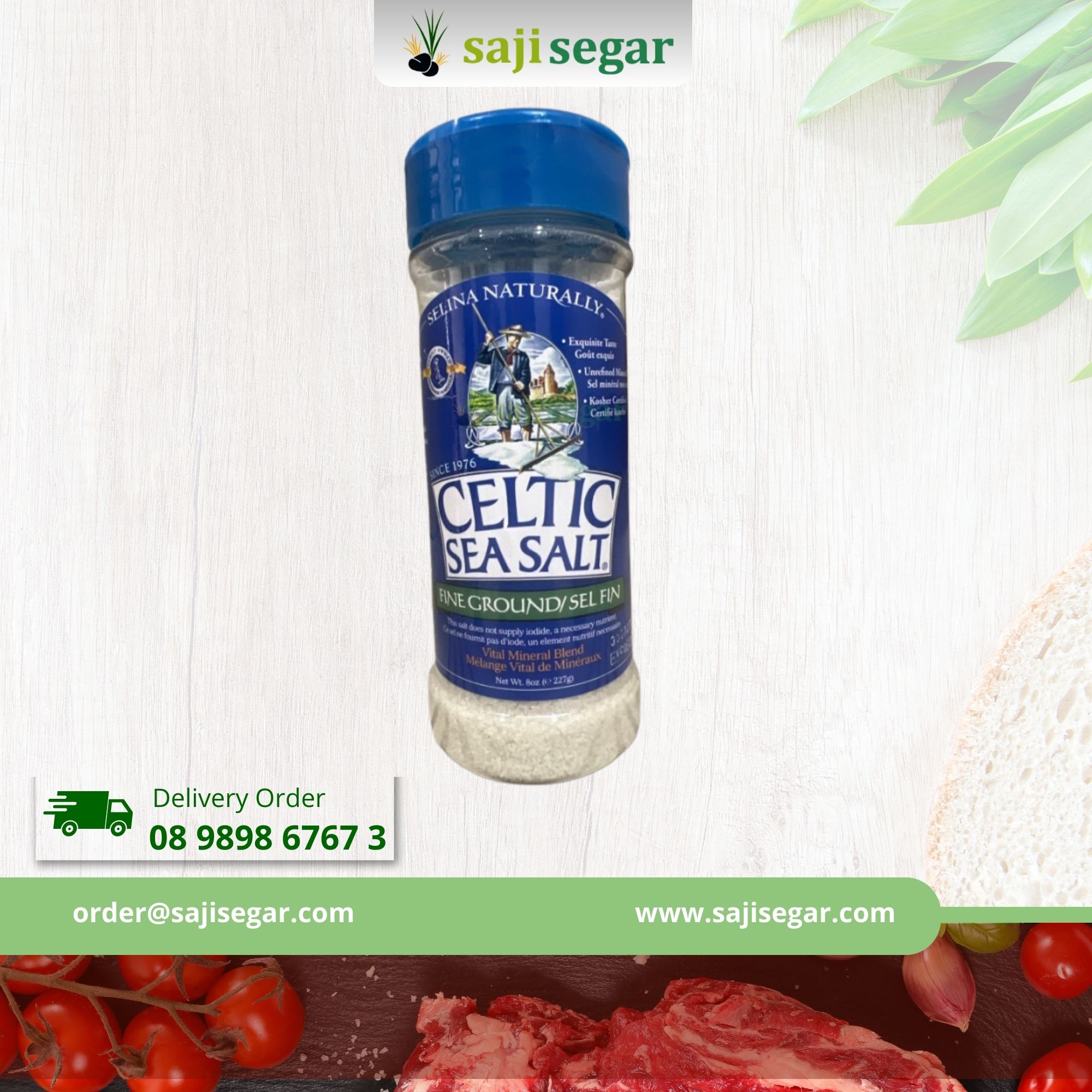 Celtic Sea Salt Fine Ground 454 gram , Vital Mineral Blend (butiran halus ) ORIGINAL sesuai gambar